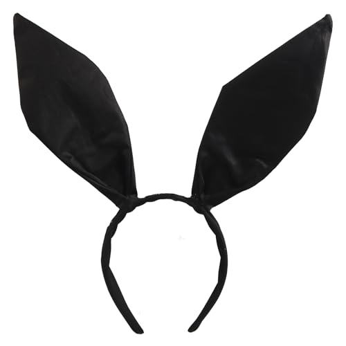 Paxrmuky Haarreif Hase Hasenohren Stirnband Schwarz Hasenohr Haar Hasen Kopfbedeckung für Halloween Ostern Maskerade Party Cosplay Mottoparty, Karneval von Paxrmuky