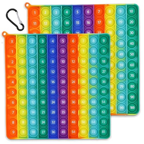 PopIt 2 in 1 Multiplikationsbrett und Hundertertafel, 1x1 Lernen Spiel, 100 Zahlen Push Bubble Pop Spielzeug Einmaleins Spiel Rainbow Multiplikationsbrett Lernspielzeug für Kinder Aufklärung Digitaler PopIt 2 in 1 Multiplikationsbrett und Hundertertafel, 1x1 Lernen Spiel, 100 Zahlen Push Bubble Pop Spielzeug Einmaleins Spiel Rainbow Multiplikationsbrett Lernspielzeug für Kinder Aufklärung Digitaler von PcvGef