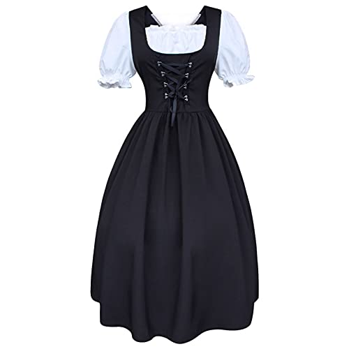 Pdakieyxnd Burgfräulein Kostüm Damen Mittelalter Kleid Mädchen Wikinger Kleider Maid Dress Abendkleid Sommer Halloween Maxikleid Cosplay Partykleid Mittelalterkleider Renaissance Retro von Pdakieyxnd