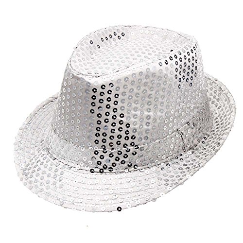 Pdakieyxnd Glitzerhut, Silvester Glitzer Hut Herren Pailletten Partyhut - Unisex Pailletten Glitzer Hut Breite Krempe Karneval Hutband Mottopartys Kostümzubehör von Pdakieyxnd