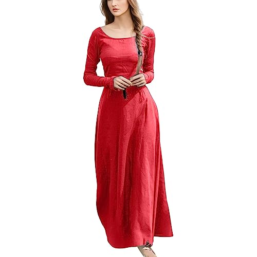 Pdakieyxnd Mittelalterkleider Damen Mittelalter Kostüm Burgfräulein Kleid Maxikleid Wikinger Halloween Kleider Partykleid Korsett Abendkleid Renaissance Dress von Pdakieyxnd