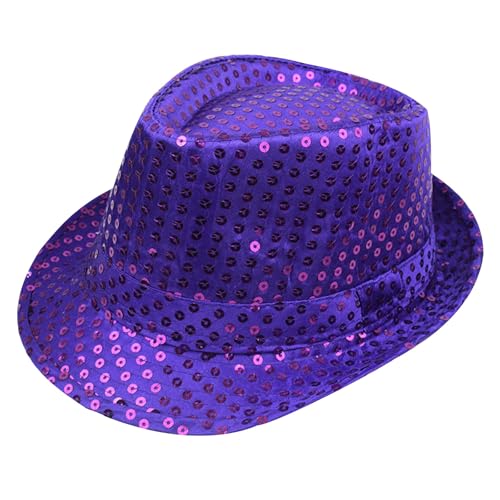 Pdakieyxnd Silvester Pailletten Hut Herren Glitzer Partyhut - Unisex Pailletten Glitzer Hut Breite Krempe Karneval Hutband Mottopartys Kostümzubehör von Pdakieyxnd