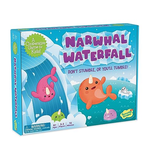 Peaceable Kingdom Narwhal Wasserfall Kooperatives Spiel – lustige Spiele für Kinder ab 6 Jahren – rasante Kinder-Brettspiele – inklusive beweglichem Spielbrett für zusätzliche Spannung von Peaceable Kingdom