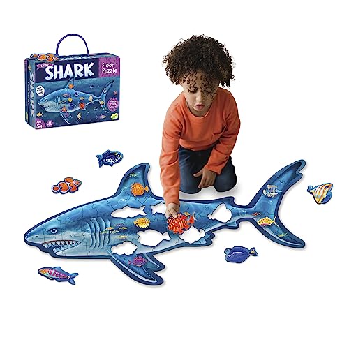 Peaceable Kingdom Shiny Shark Bodenpuzzle - 53-teiliges riesiges Bodenpuzzle für Kinder ab 5 Jahren - lustige Puzzleteile - ideal für Klassenzimmer für Kinder von Peaceable Kingdom