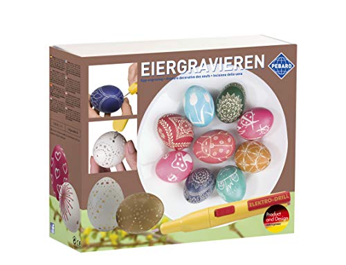 Pebaro 0354 Bastelset Eiergravieren, batteriebetriebener Gravierstift, 2 Schleifstifte, 1 Bohrer, Eierfarben zum Färben; Gravieren, Ziselieren und Bohren von Ostereiern, Osterfest, Osterschmuck von Pebaro