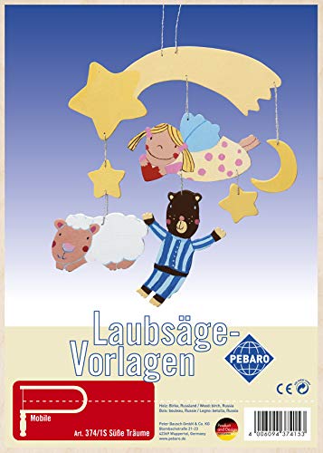 Pebaro 374/1S Laubsägevorlage Mobile Windspiel Süße Träume, 3mm Sperrholz DIN A 4, Motiv vorgedruckt, aussägen mit Laubsägebogen, basteln, anmalen, fertig, Laubsägen, Basteln mit Holz, Geschenkidee Pebaro 374/1S Laubsägevorlage Mobile Windspiel Süße Träume, 3mm Sperrholz DIN A 4, Motiv vorgedruckt, aussägen mit Laubsägebogen, basteln, anmalen, fertig, Laubsägen, Basteln mit Holz, Geschenkidee von Pebaro