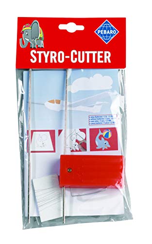 Pebaro 800B Batteriebetriebender Styroporschneider, Styrocutter inkl. Ersatzdraht, Heißdrahtschneider, Bastelset, Basteln, Gestalten mit Styropor, Geschenkidee für Kinder, 15 x 24 x 2,5 cm von Pebaro