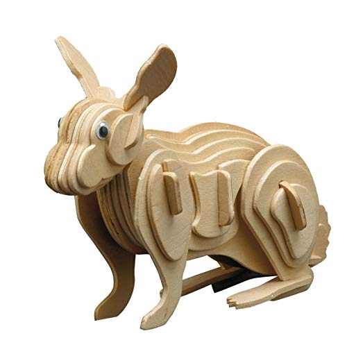 Pebaro 858/3 Holzbausatz Hase, 3D Puzzle Tier, Modellbausatz, Basteln mit Holz, Holzpuzzle, Bastelset, vorgestanzte Holzplatte, ausbrechen, zusammenstecken, fertig, Geschenkidee von Pebaro