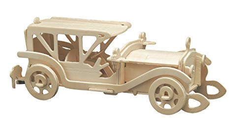 Pebaro 865/3 Holzbausatz Oldtimer III, 3D Puzzle, Modellbausatz, Basteln mit Holz Holzpuzzle,Bastelset, vorgestanzte Holzplatte, inkl. Schmirgelpapier, ausbrechen, zusammenstecken, Geschenkidee von Pebaro