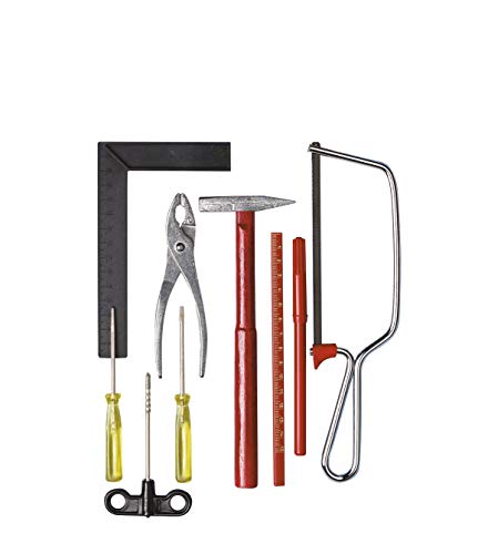 Pebaro 942 Werkzeug-Set in Tüte, 9 Teilen, für Hobby oder Junioer Handwerker, Basteln mit Holz, Werken, Bastelset, Geschenkidee für Kinder, Rot von Pebaro