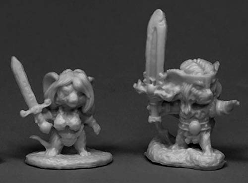 Pechetruite 2 x Barbarian MOUSELINGS - Reaper Bones Miniature zum Rollenspiel Kriegsspiel - 77546 von Reaper