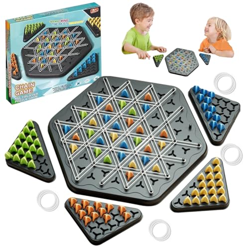 Triggle Spiel, Dreiecksschach Brettspiel, Triggle Gummiband Spiel, Strategie Steckbrettspiel, Klassisches Steckspiele, Dreiecksschachbrettspiel für Kinder, Erwachsene, Familienparty, 2 to 4 Players von Peelanmall