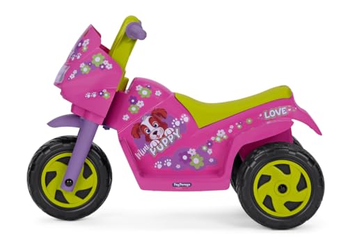 Peg Perego Mini Puppy Elektromotorrad für Kinder ab 1 Jahr, wiederaufladbarer Akku mit 6 V, LED-Scheinwerfer, Hupe und Musik, Geschwindigkeit 4 k/h, Zwei Antriebsräder mit gezackter Lauffläche von Peg Perego