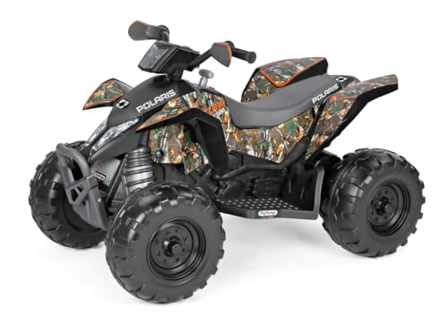 Peg Perego Polaris Outlaw 330 W Camo Elektro-Quad, zum Aufsitzen, für Kinder ab 3 Jahren, Elektrofahrzeug mit 12 V Akku, Multifunktions-Armaturenbrett, Musik, Licht und Sound von Peg Perego