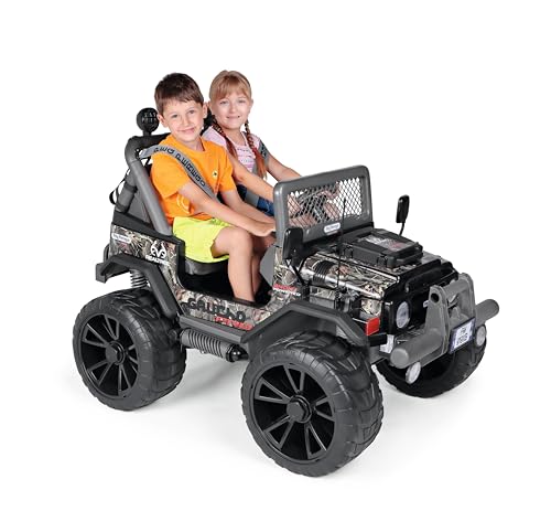 Peg Perego Gaucho Pro Realtree TM Elektro-Geländewagen, wiederaufladbarer Akku mit 24 V, 2 leisen Motoren à 420 W, Gummiräder, Radio, Licht und Geräusche, Multifunktions-Armaturenbrett von Peg Perego