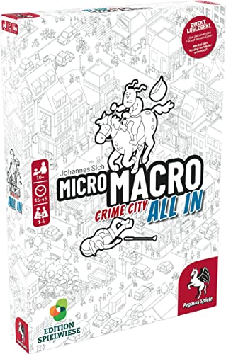 Pegasus/Spielwiese 59062G MicroMacro: Crime City 3 – All In (Edition Spielwiese), Schwarz-weiß-metropole von Pegasus Spiele