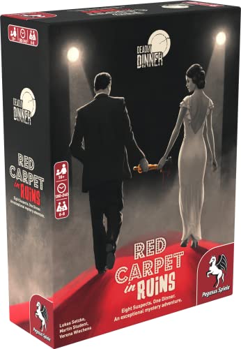 Pegasus Spiele 19010E - Deadly Dinner - Red Carpet in Ruins - Murder Mystery at Home for 6 to 8 Players - Krimidinner auf englisch für 6 bis 8 Spieler - English Crime Solving Game von Pegasus Spiele