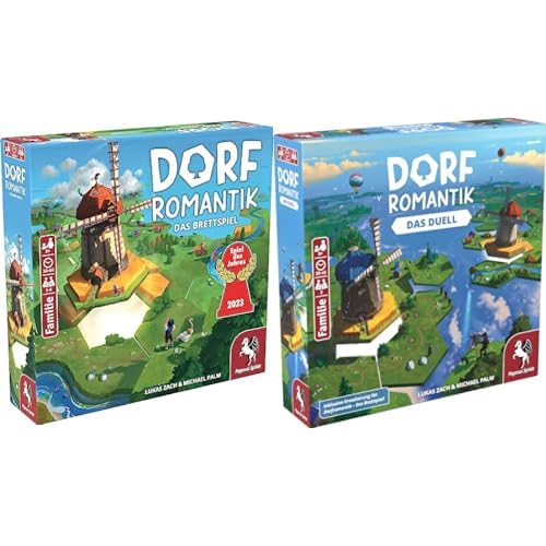 Pegasus Spiele Bundle 51240G Dorfromantik *Spiel des Jahres 2023* Brettspiele 51241G Dorfromantik-Das Duell von Pegasus Spiele