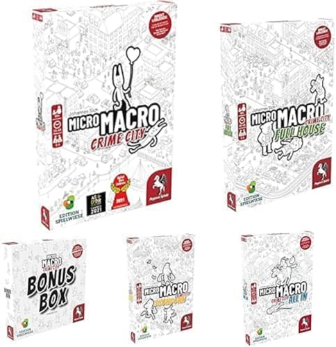 Pegasus Spiele Bundle of MicroMacro: Crime City*Spiel des Jahres 2021* + MicroMacro 2 - Full House + MicroMacro 3 – All In + MicroMacro 4 – Showdown + MicroMacro Bonus Box von Pegasus Spiele