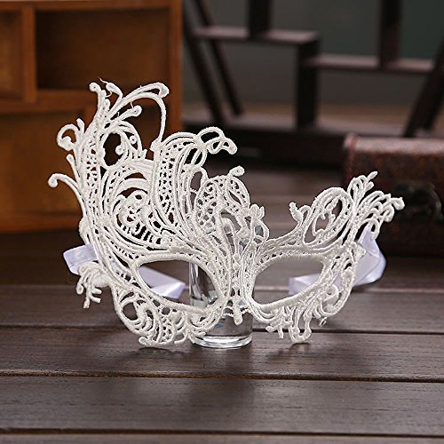 PeiHome Maske Party Fancy Lace Masquerade Lady Event Blumenaugenmaske Adventskalender China (white, One Size) von PeiHome