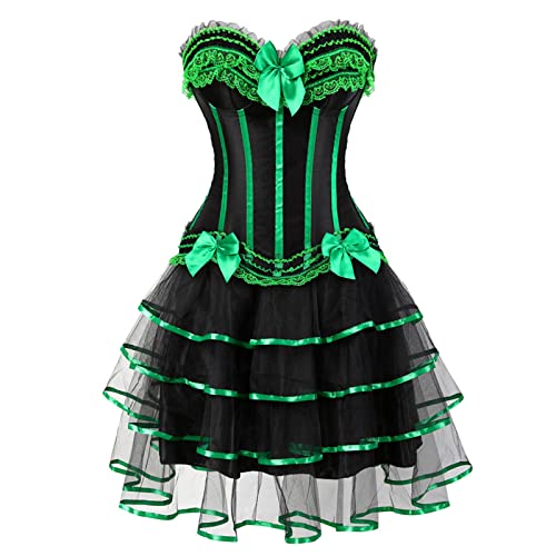 Pelziges Kostüm Cosplay Cosplay Mittelalter Damen Länge Vintage Gothic (Green, L) von PeiHome