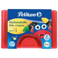 PELIKAN 722942 Pelikan Wachsmalstifte, dreieckig, wasserfest, 8 Stück im Etui von Pelikan