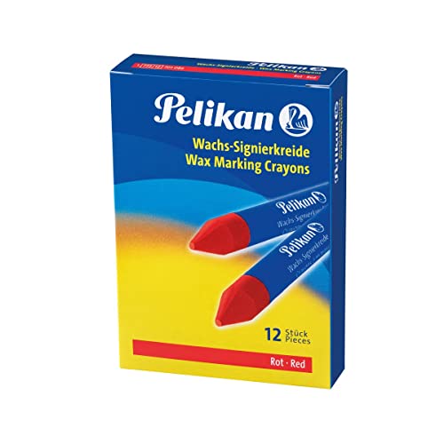 Pelikan 701086 - Wachs-Signierkreide für glatte Untergründe Schachtel mit 12 Stück, rot von Pelikan