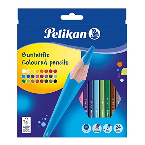 Pelikan 724013 - Buntstifte sechseckige Holzstifte Packung mit 24 Farben von Pelikan