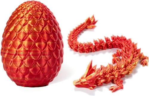 3D Printed Dragon in Egg,Full Articulated Dragon Crystal Dragon with Dragon Egg,3D Printed Gem Dragon Action Figures,Fidget Toys for Autism ADHD,Dragon Egg Articulated Dragon Toys (Red) von Pelinuar