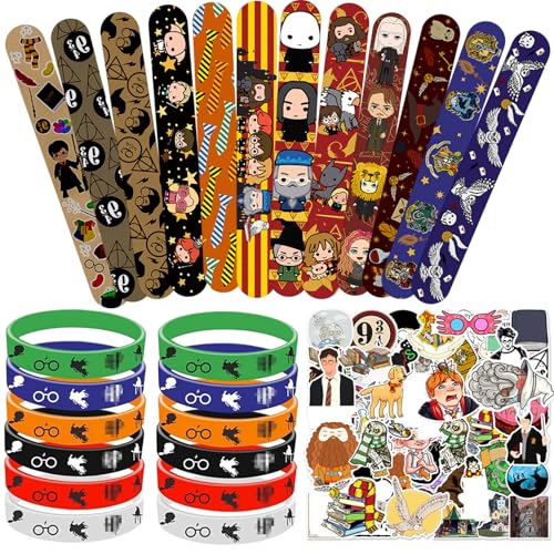 Pellinch Wizard Party Mitgebsel Geschenke,12 Schnapparmbänder Kinder Kindergeburtstag Zubehör Aufkleber Slap Bands Silicone Bracelet Slap Armbänder Set Geburtstag Gastgeschenke fürJungen Mädchen von Pellinch