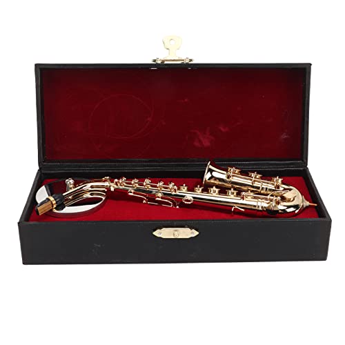 PenRux Miniatur-Altsaxophon-Nachbildung, 6,3-Zoll-Miniatur-Saxophon mit Ständer und Koffer, Mini-Saxophon, Musikinstrument, Puppenhaus-Modell, Ornament, Heimdekoration von PenRux