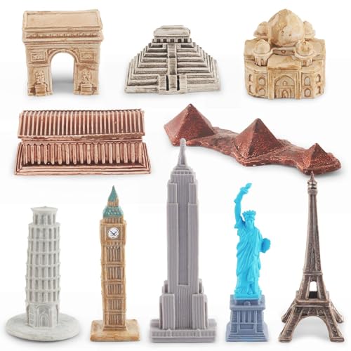 10 Stück Weltberühmte Architektur Modellbau Set, Berühmtesten Wahrzeichen der Welt Miniatur Spielzeuge Sammelfiguren, Weltberühmte Gebäude Statuen Set, Lernspielzeug Geschenk für Kinder Junge Mädchen von Penlimly