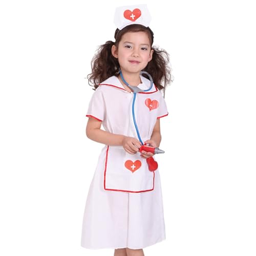 Doktorkostüm für Kinder, Krankenschwester Kostüm Kinder mit Krankenschwester Cap, Realistic Kleinkind Doktor Kostüm für Halloween -Cosplay, Karrieretag, Rollenspiel, L, Kleinkind Doctor Costume von Peosaard