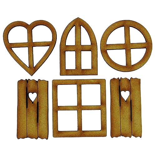 Peosaard Feen -Tür -Holzgartentüren, 6pcs Craft Mini Fenster Feenhaus DIY Kit, 3D Micro Landscape Elf Puppe GNOME Türkunst Handwerk Dekor von Peosaard