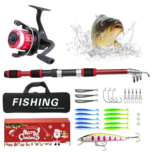 Peosaard Fischerei Adventskalender 2024, 1 Set Fishing Tackle Advent Calendar, Fischereikalender Adventskalender 2024, Weihnachts -Countdown -Kalender für Fisher, Fischereiköder -Adventskalender 2024 von Peosaard