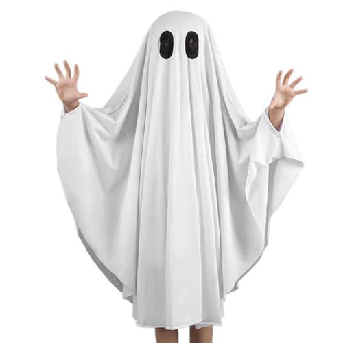 Peosaard Halloween White Ghost Costumes, Ghost Poncho, Halloween gruseliges Geisterumhang für Kinder, Geisterumhang für Kinder im Alter von 3 bis 5 Cosplay (L) von Peosaard