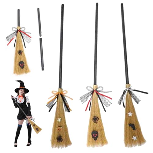 Peosaard Halloween Witch Broom, 3pcs Plastik Witch Broomstick Cosplay Broom Props, 3 Abschnitt Abnehmbarer Hexenbesen für Halloween -Party, Kostümpropie, Cosplay von Peosaard