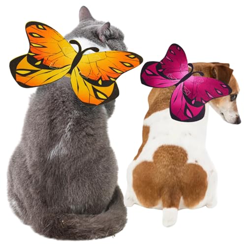 Peosaard Hundeflügel, Halloween -Flügel für Hunde 2pcs Schmetterlingsform Hundeflügel Verstellbarer Katzenbekleidung niedliche Filzkatze Katzen -Outfit Kostüme für Katzen, Flügel für Hunde, Style11 von Peosaard