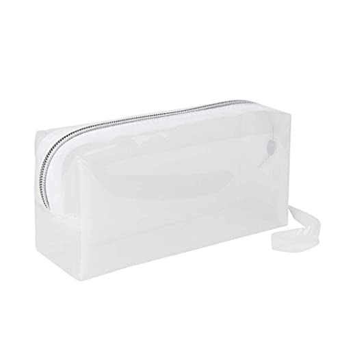 Peosaard Large Clear Pens Bag Reißverschluss Kosmetische Gelee Bleistift Case School Stationery Schüler Bleistifttasche (klar weiß) Klarer Bleistiftbeutel von Peosaard