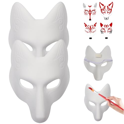 Peosaard Masquerade -Maske, 2pcs Therian Masken 11.4x7.1 '' bequemer Fuchs -Maskerade -Masken mit elastischen DIY -Leer -Fuchsmasken für Maskerade und Kostümkugel, Tiermasken von Peosaard