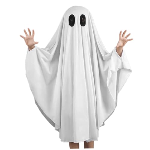 Peosaard Unisex Kid Ghost Kostüm, Ghost Poncho Halloween gruseliger Ghost Cape, 31,5 Langer Geisterumhang für Kinder im Alter von 3 bis 5 (en) von Peosaard