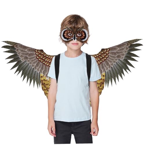 Peosaard Vogeladlerkostüme, Halloween lebendiger Weißkopfseadlerflügel mit Maske für Kinder, die Spielzeug Parrot Rollenspiele Tierparty verkleiden von Peosaard