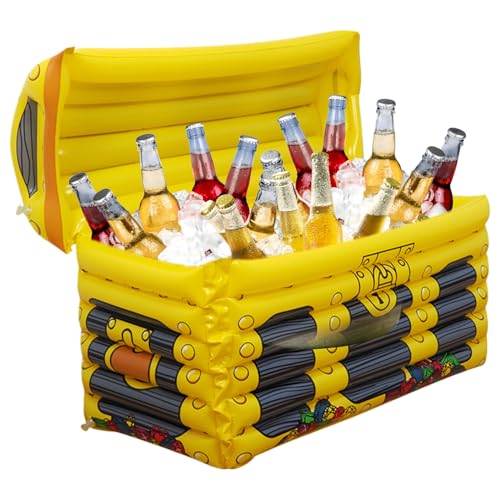 Piratenschatzkühlerkühler, 23,6 x 11,8 x 15 PVC aufblasbare Kühler mit Ventil, Getränkekühler mit großer Kapazität für Partys, Pool, Strand, Pinik, Camping, Schatzkiste von Peosaard