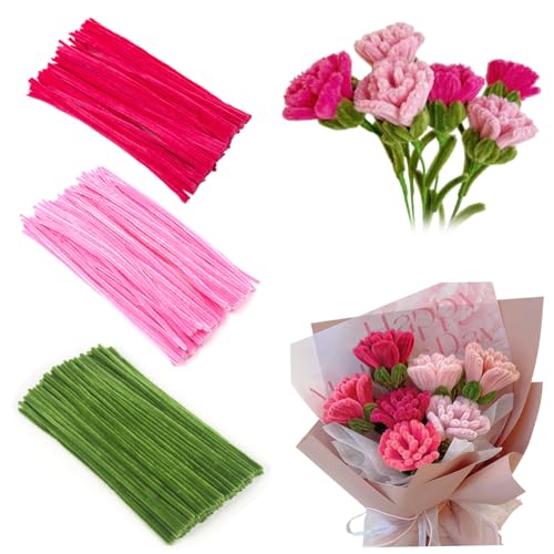 Rohrreiniger, Rohrreiniger Blumen, 3 Pack 3 Farben Flexible Fuzzy -Sticks, 12 -Zoll -Rohrreiniger Handwerk, DIY Rohrreiniger Chenille Stiele für Kunsthandwerk, Pfeifenreiniger Handwerk von Peosaard