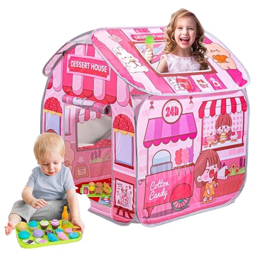 Spielen Sie Zelt für Kinder, faltbares Pop-up-Kleinkindspielhaus mit Türflip & Top-Öffnung, Trick oder Behandlungsfade-Fade-Resistant Kids Tent für Girls and Boys Gift, Dessert Room Play Tent von Peosaard