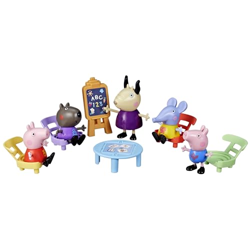 Peppa Pig Peppas Spielgruppe Spielzeug-Set mit 5 Figuren von Peppas Freunden, Klassenzimmer-Accessoires für interaktives Spielen, für Kinder ab 3 Jahren von Peppa Pig