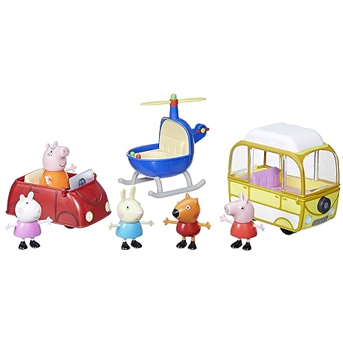 Peppa Pig F94235L0, Set mit kleinen Peppa, 3 Fahrzeugen und 5 Figuren, Spielzeug für Kinder, Mehrfarbig, Small von Peppa Pig