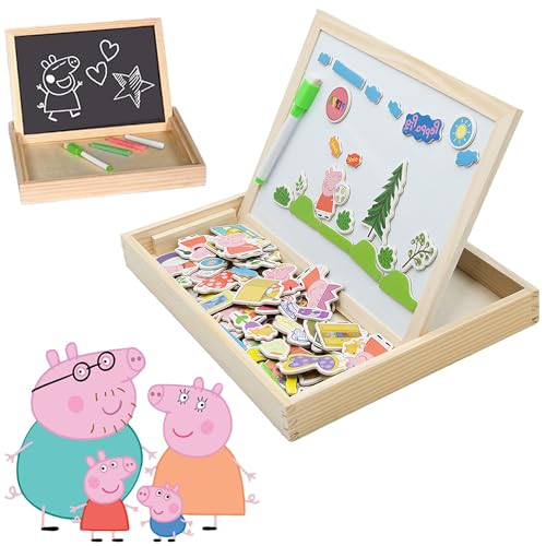 Peppa Pig Kindertafel Maltafel Magnettafel Spielzeug # Schultafel Standtafel Schreibtafel Lernspiel Spieltafel mit Zubehör Tafel mit Kreide & Magnet Kinder von Peppa Pig