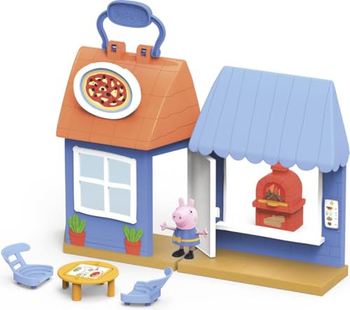 Peppa Pig Peppa's Adventures Peppa's Pizza Place Carry-and-Play Vorschul-Spielset, enthält eine Figur und 4 Zubehörteile, Mehrfarbig, F2169 von Peppa Pig