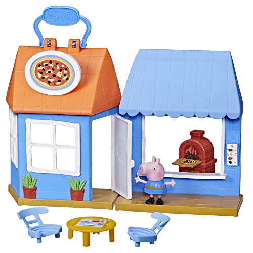 Peppa Pig Peppa's Adventures Peppa's Pizza Place Carry-and-Play Spielset Vorschulspielzeug, inklusive Figur und 4 Zubehörteilen, Mehrfarbig, F2169 von Peppa Pig